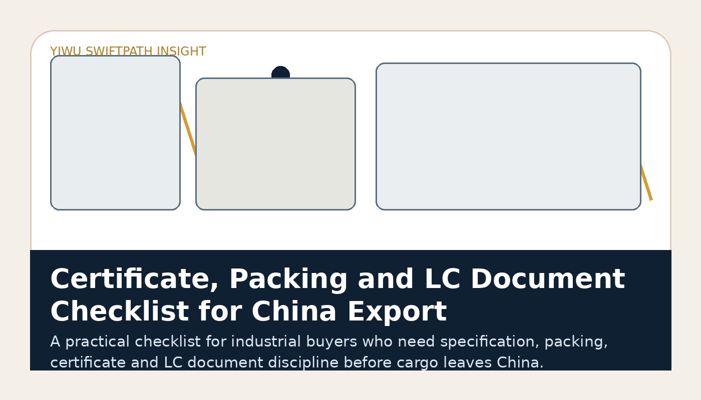 Certificate, Packing and LC Document Checklist for China Export